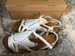 Naot Dorith White Raven Leather Sandals Size 41 (Womens 10)