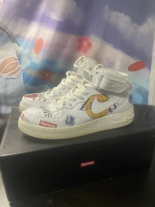 Size 10 - Nike Supreme x NBA x Air Force 1 07 Mid White - Picture 1 of 7