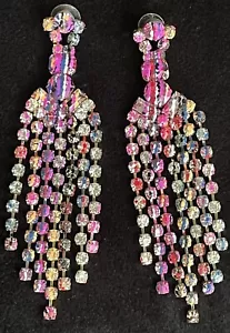 Exquisite Hand Painted Betsey Johnson Crystal Earrings - Picture 1 of 5
