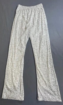 Gigi Moda Women's Sequins Silver Pants Pull on Size Small S Foto 1 de 4