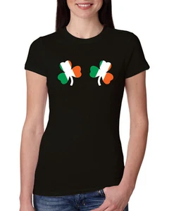 Camiseta Junior Bandera Irlandesa Tréboles Pechos San Patricio Día Mujeres Calce Ajustado - Imagen 1 de 12