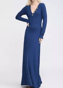 Doublju Women's Banded Button V-Neck Long Sleeve Maxi Dress Size Medium - Picture 1 of 3