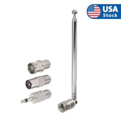 F Type Telescopic Aerial Antenna 75 Ohm with TV / 3.5 Adapter Bose Wave Radio FM - Image 1 of 4