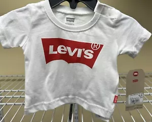 T-shirt Levi's rossa logo bianca manica corta bambino taglia 3 mesi nuova - Foto 1 di 8