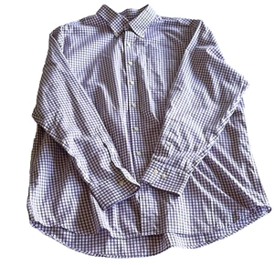 Peter Millar Nanoluxe Easycare Button Up Shirt Purple Windowpane Plaid Mens XXL - Picture 1 of 10