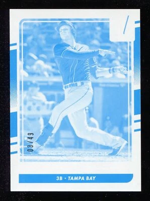 2016 Donruss Blue Test Proof Cyan Evan Longoria #142 #3/49 JERSEY NUMBER TAMPA  - Image 1 of 2