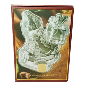 NUOVO Lenox Yuletide Pupazzo di Neve Chip Dip Server Ciotola Natale Metallo 12,75 X 9,25 - Foto 1 di 3