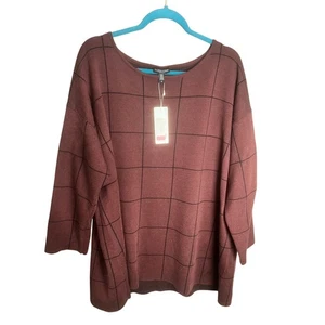 NWT Eileen Fisher Italian Yarn Brown Top Long Sleeve 3X Cocktail Work Comfort - Picture 1 of 18