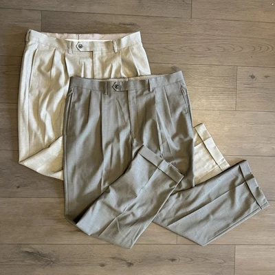 Lot Of 2 Lauren Ralph Lauren Dress Pants Men’s 34X32 (34X31) Beige/Gray Trousers - Image 1 of 4