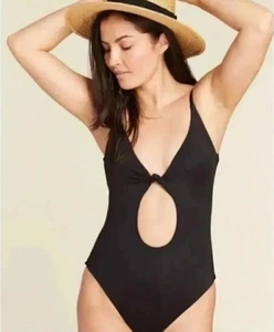 Andie Santorini Badeanzug schwarz Cutout Einteiler verstellbare Träger Gr. L - Bild 1 von 6