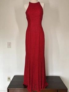 VTG Cache HalterMaxi Dress Gown 100% Silk Red Beaded Formal Prom Small - Picture 1 of 12