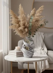 8" Tall Sculptural Silver Floor Vase - Modern Luxury Home Decor Statement Piece - Picture 1 of 3