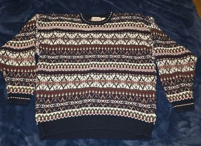 VTG 90's Cotton Traders 3D Knit Coogi Style Pullover Sweater Mens L Cotton Y2K - Image 1 of 4