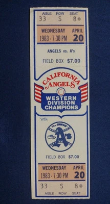 4/20/83 April 20 1983 As Vs Angels Ticket Stub RAIN OUT. Reschedule July 30th - Image 1 of 4