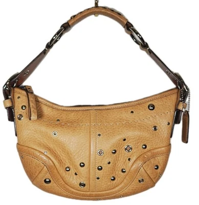 Vintage Y2K Coach Soho Studded Demi Hobo Hand Bag Camel Brown Leather F10931 - Image 1 of 4