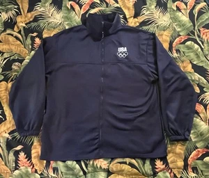 Vtg Team USA Olympics Jacket Mens XL Blue Full Zip Track Coat - Picture 1 of 3
