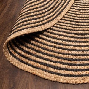 Natural Jute Braided Round Rug Carpet Handwoven Rustic Boho Eco Friendly Mat Rug - Picture 1 of 10