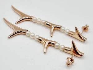 Shaun Leane Pearl Thorn Earrings 18ct Rose Gold Plated Sterling Silver vintage - Picture 1 of 15