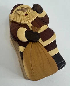 Handgefertigte geschnitzte Holz Puzzle Box Geschenk Schmuck Schmuckschatulle Santa Weihnachten - Bild 1 von 7