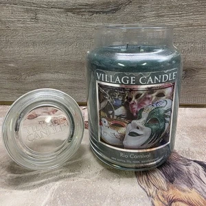 Tarro grande de velas perfumadas Village Candle Rio Carnival Brasil doble mecha EE. UU. Raro - Imagen 1 de 8