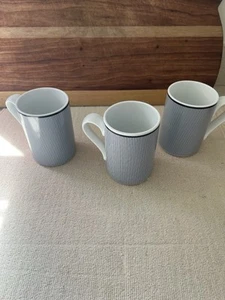 Dansk Ringsted Blueb striped Coffee Mugs Set 3 - Picture 1 of 10