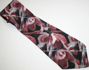 Silk Necktie Purple Maroon Abstract 100% Italian Silk Cambridge Classics - Picture 1 of 5