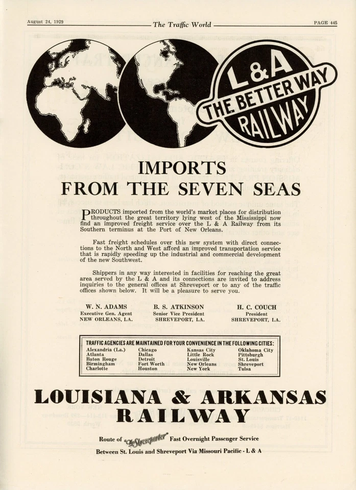 1929 Louisiana & Arkansas Railway Vintage Ad New Orleans Port Import Terminal - Image 1 of 1