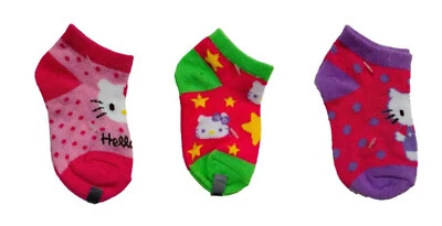 Juego de 3 calcetines Hello Kitty ~ talla 5,5-6,5 (lunares rosas y morados, entre las estrellas) Foto 1 de 4