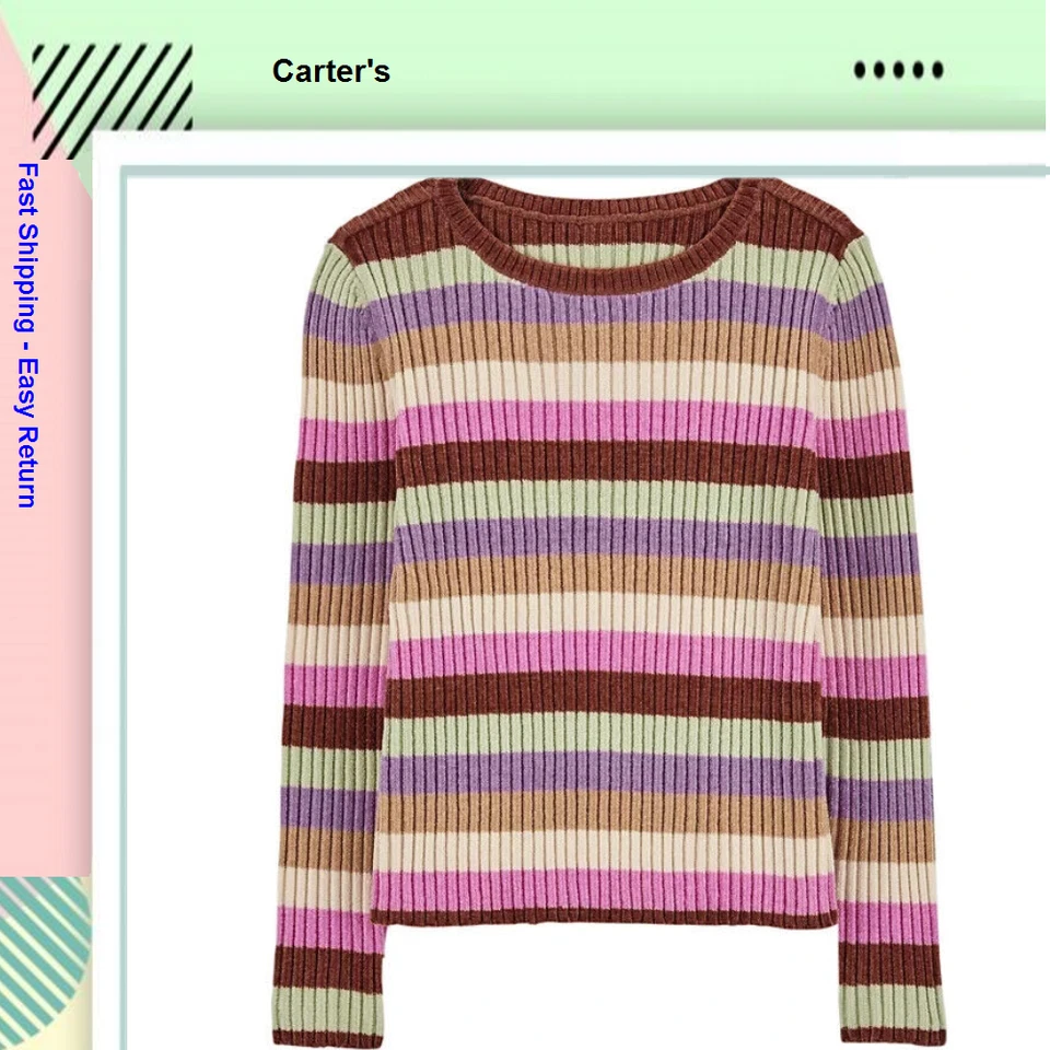 Carter's Little Girls Multi Stripe Sweater Multi 6/6/6 ½A