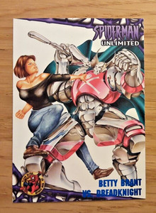 SPIDERMAN ULTRA 1997 BLUE FOIL CARD 60 BETTY BRANT VS DREADKNIGHT