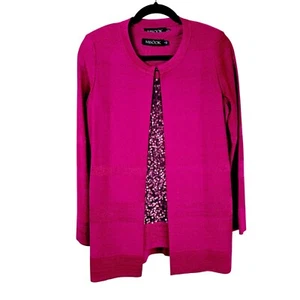 Exclusively Misook Cranberry Sequin Tank & Cardigan Set S Sparkle Formal Holiday - Picture 1 of 14