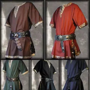 Medieval Renaissance Men Shirt Tunic Top Lace Up Trousers Pants Cosplay Costume - Picture 1 of 12