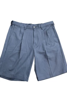 Haggar Men's Cool 18 Sz 34 Gabardine Hidden Expandable Waist Pleat Front Short,C - Picture 1 of 8