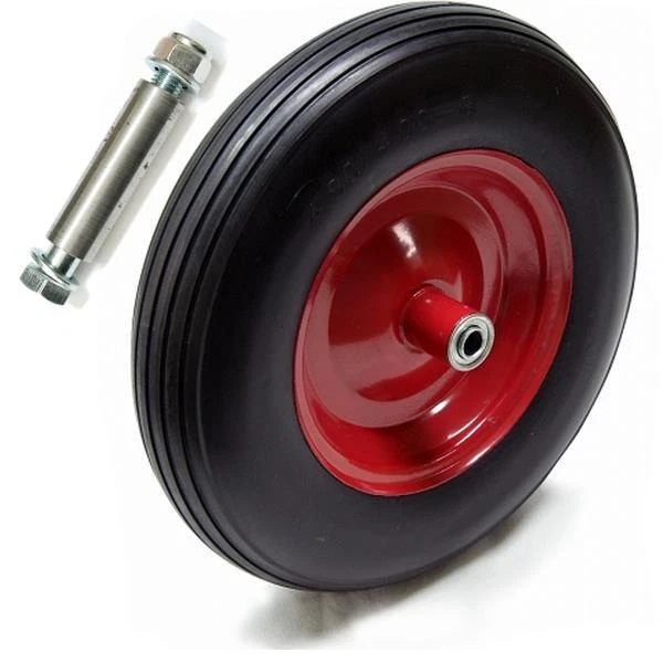 Vollgummi Reifen mit Achse Metallfelge Schubkarrenrad Ersatzrad 4.80/4.00-8 - Bild 1 von 1