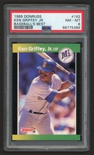 1989 DONRUSS KEN GRIFFEY JR. #192 BASEBALL'S BEST HOF ROOKIE RC PSA 8 NM-MINT