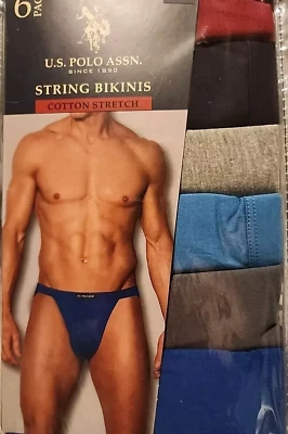 6 PACK MEN BIKINI BRIEFS 100% String COTTON SOLID COLOR UNDERWEAR LOW RISE - Image 1 of 4