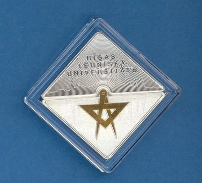 LATVIA 2012 SILVER GILDED COIN 1 Lats RIGA TECHNICAL UNIVERSITETY Proof - Image 1 of 4