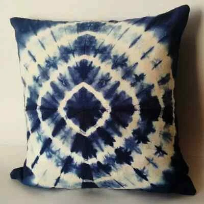 Handwoven Home Decor Cushion Tie Dye Decorative Shibori Pillow Cover Case - Image 1 of 3