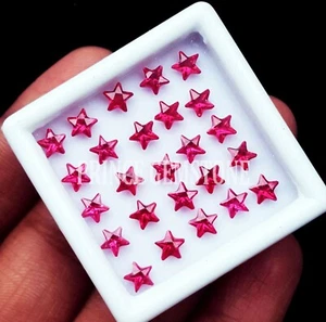 Mogok Natural Ruby Loose Gems 25 Pcs. Certified Star Cut Approx. 4x4 mm Size Lot - Picture 1 of 9