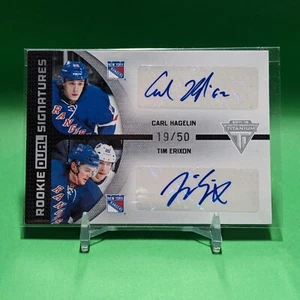 Carl Hagelin Tim Erixon 2011-12 Titanium Rookie Dual Signatures #19 /50, NYR - Picture 1 of 2