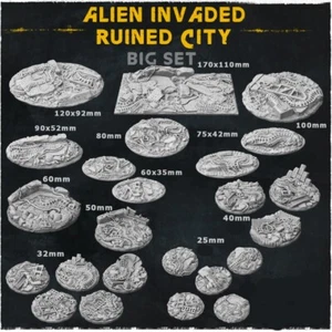 Warhammer 40K Resina Base Topper Wargaming Alien Invadido Ciudad en Ruinas (Pequeñas Bases) - Imagen 1 de 1