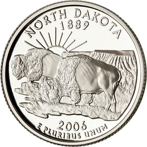 2006 S NORTH DAKOTA PROOF 90% Silver STATE QUARTER - Image 1 of 1