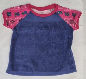 All natural cotton toweling T shirt style dribble Bib/Coverall/Smock: Flowers - Picture 1 of 3