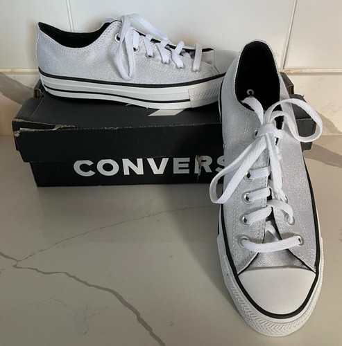 Converse donna argento glitter nuove con etichette taglia 6 5