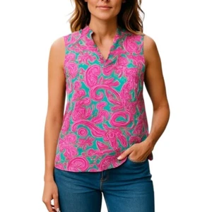 NEW Crown Ivy Curvy Ruffle Neck Top Sleeveless Garden Party Floral Plus Size 1X - Picture 1 of 12