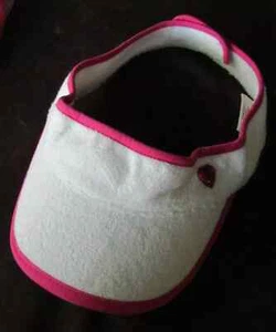 Crazy 8 white terrycloth tennis visor hat pink heart trim girls 7 8 - Picture 1 of 1