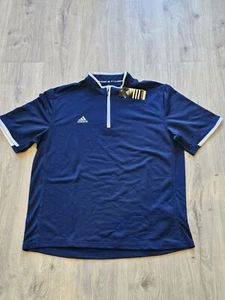 Adidas Pullover Shirt Men's Extra Large Blue 1/4 Zip Short Sleeve Golf Baseball - Picture 1 of 6