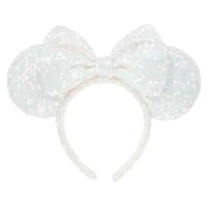 Japan Tokyo Disney Resort Minnie Ears Headband Sparking White Sequin 【US STOCK】 - Picture 1 of 3