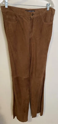 Pantalones de cuero de gamuza marrón Ralph Lauren 12 Western nuevos con etiquetas Foto 1 de 4