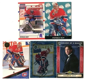 Lote de 5 tarjetas coleccionables de hockey Patrick Roy HOF CANADIENS COLORADO AVALANCHA (LOTE 47) - Imagen 1 de 1